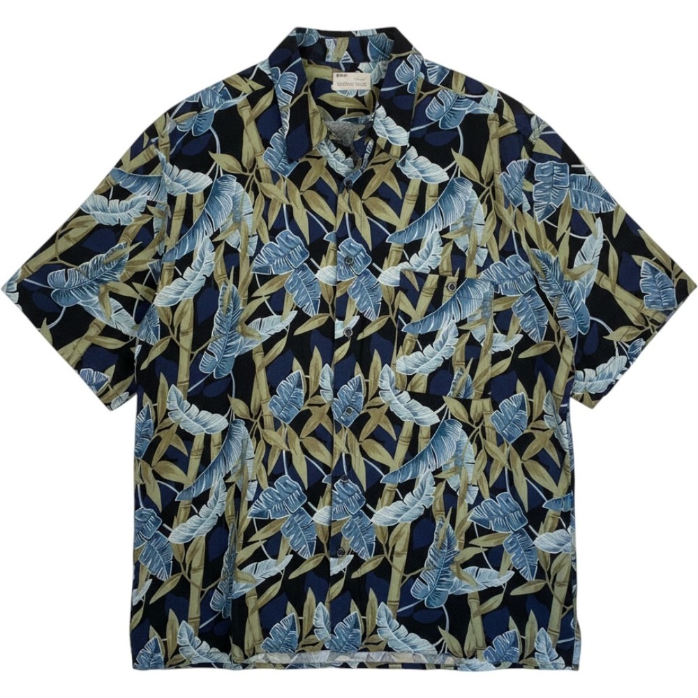 Natural Issue Mens XXL Tropical Leaf Print Rayon Short Sleeve Button Front Shirt
